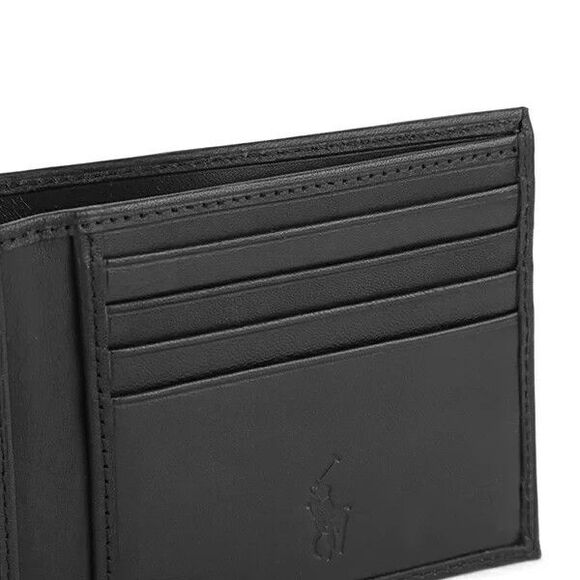 NIB POLO RALPH LAUREN Men's WALLET BIFOLD SMOOTH LEATHER BLACK - Picture 7 of 13